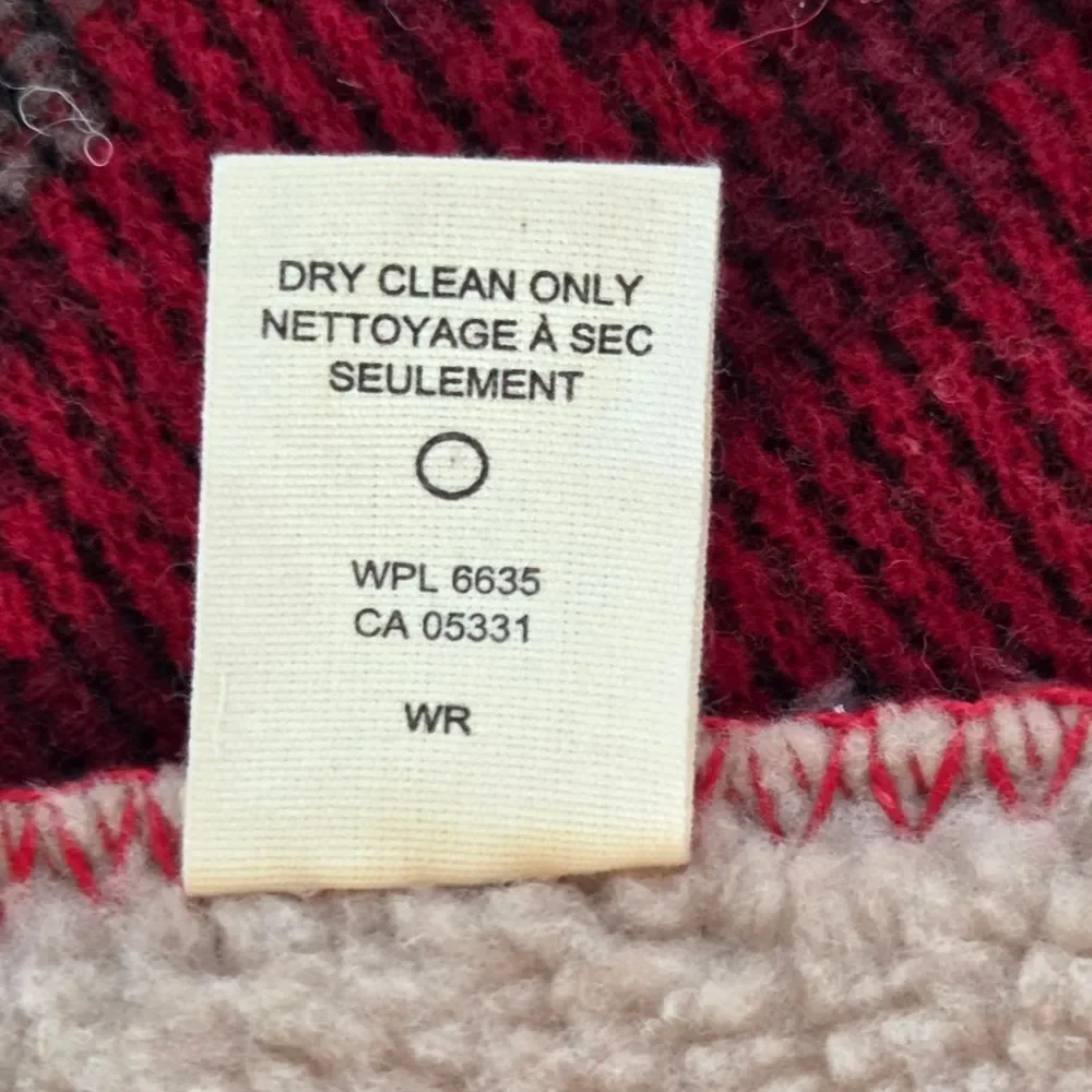 WOOLRICH Wool Throw Blanket USA Aztec Pattern Sherpa Back 56 x 68 Burgundy NWOT